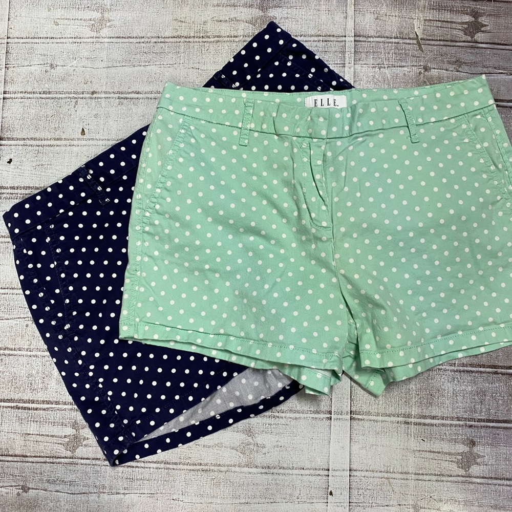 Elle Green and Blue Bermuda Shorts Polka Dot Design